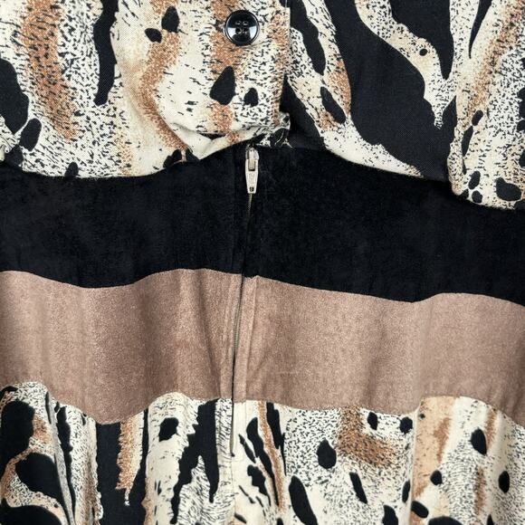 VTG Mob Wife Leopard Print Drop Waist‎ Midi Dress Size 12 Bold Union Made Unique - Picture 5 of 11